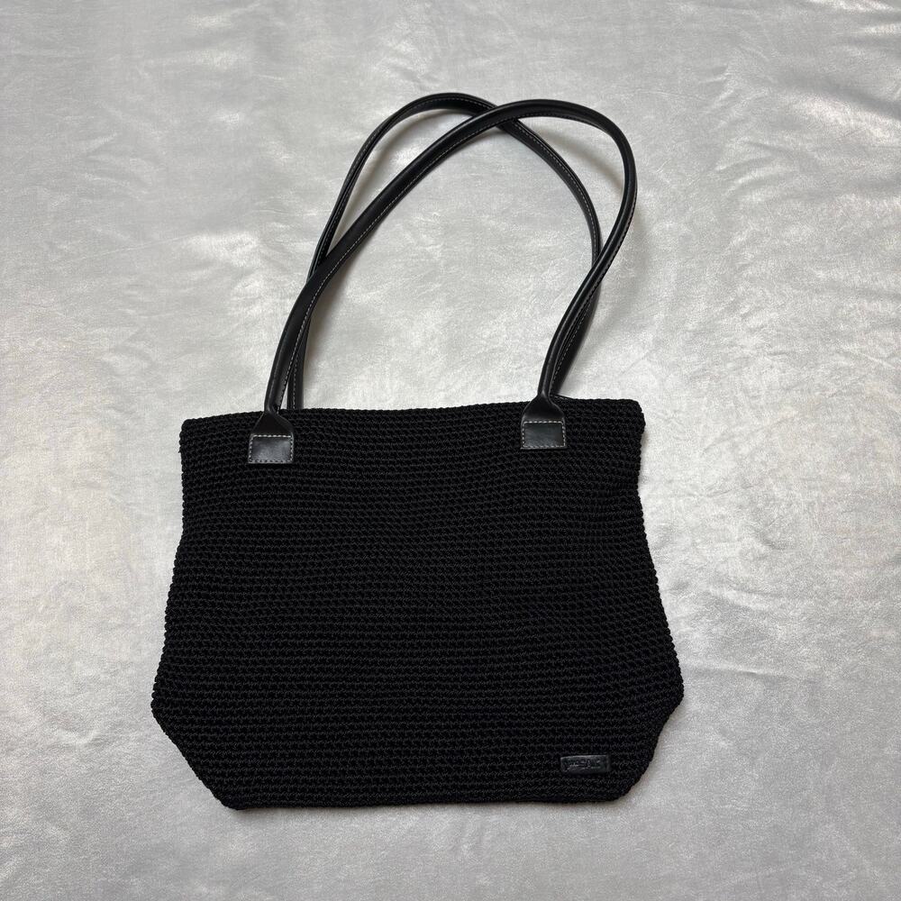 The Sak Black Crochet Woven Tote Shoulder Bag Y2K Boho